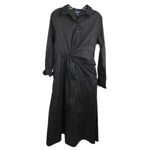 Scoop Side‎ Knot Midi Dress Womens Sz Large SS1372 Black Long Sleeve NWT